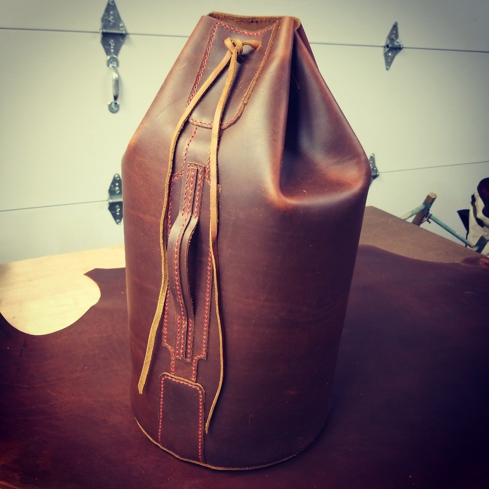 Leather duffle bag